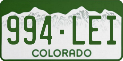 CO license plate 994LEI