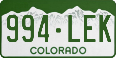 CO license plate 994LEK