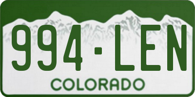 CO license plate 994LEN