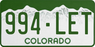CO license plate 994LET