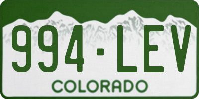 CO license plate 994LEV