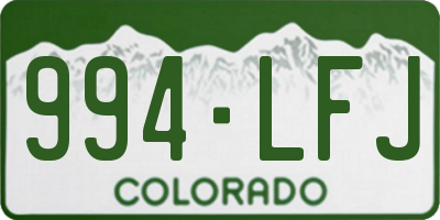 CO license plate 994LFJ