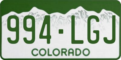 CO license plate 994LGJ