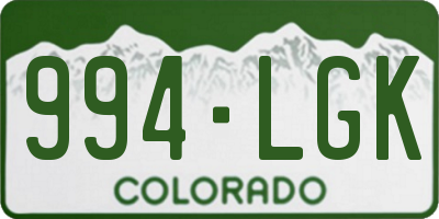 CO license plate 994LGK