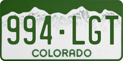 CO license plate 994LGT