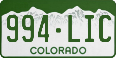 CO license plate 994LIC