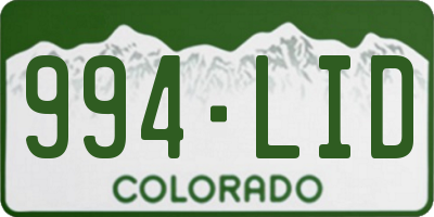 CO license plate 994LID