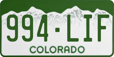 CO license plate 994LIF