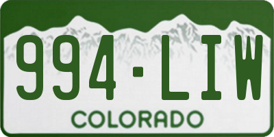 CO license plate 994LIW