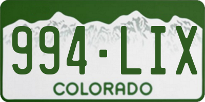 CO license plate 994LIX