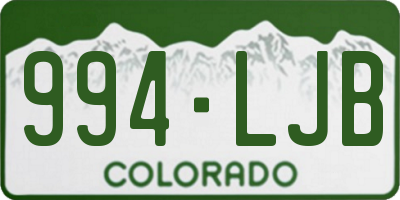 CO license plate 994LJB