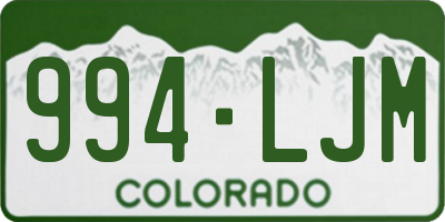 CO license plate 994LJM