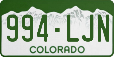 CO license plate 994LJN