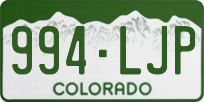 CO license plate 994LJP
