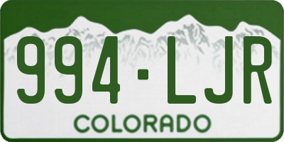 CO license plate 994LJR