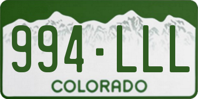 CO license plate 994LLL