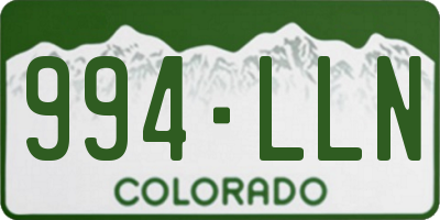 CO license plate 994LLN