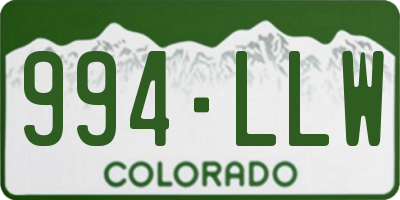 CO license plate 994LLW