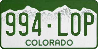 CO license plate 994LOP