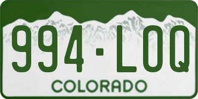CO license plate 994LOQ