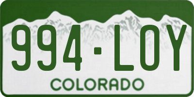 CO license plate 994LOY