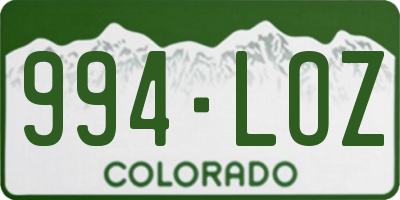 CO license plate 994LOZ