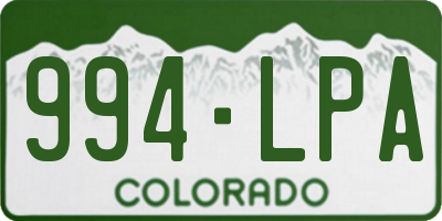 CO license plate 994LPA