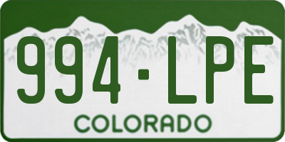 CO license plate 994LPE