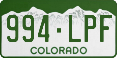 CO license plate 994LPF