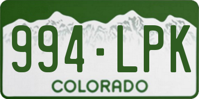 CO license plate 994LPK