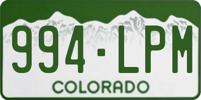 CO license plate 994LPM