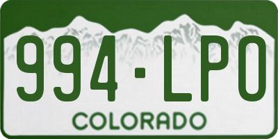 CO license plate 994LPO