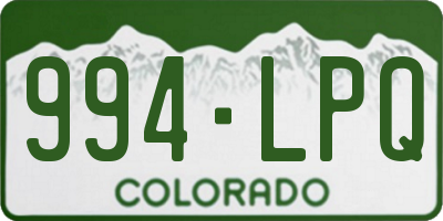 CO license plate 994LPQ