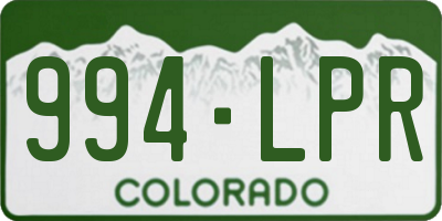 CO license plate 994LPR
