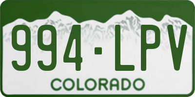 CO license plate 994LPV