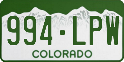 CO license plate 994LPW