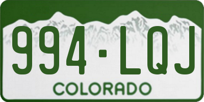 CO license plate 994LQJ