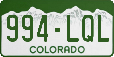 CO license plate 994LQL