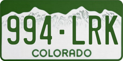 CO license plate 994LRK