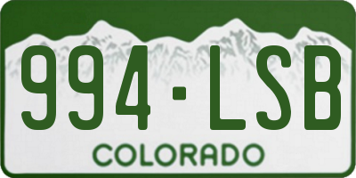 CO license plate 994LSB