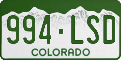 CO license plate 994LSD