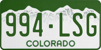 CO license plate 994LSG