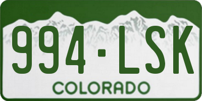 CO license plate 994LSK