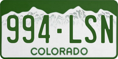 CO license plate 994LSN
