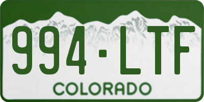 CO license plate 994LTF