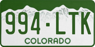 CO license plate 994LTK