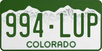CO license plate 994LUP
