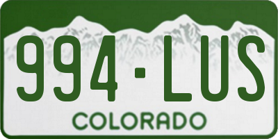 CO license plate 994LUS