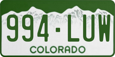 CO license plate 994LUW