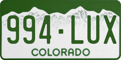 CO license plate 994LUX